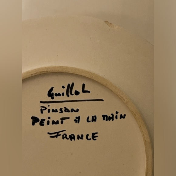 MARCEL GUILLOT POTTERY (HAND THROWN, FRANCE) BIRD - PLATE 7 7/8 BLUE BIRD - Picture 3 of 11